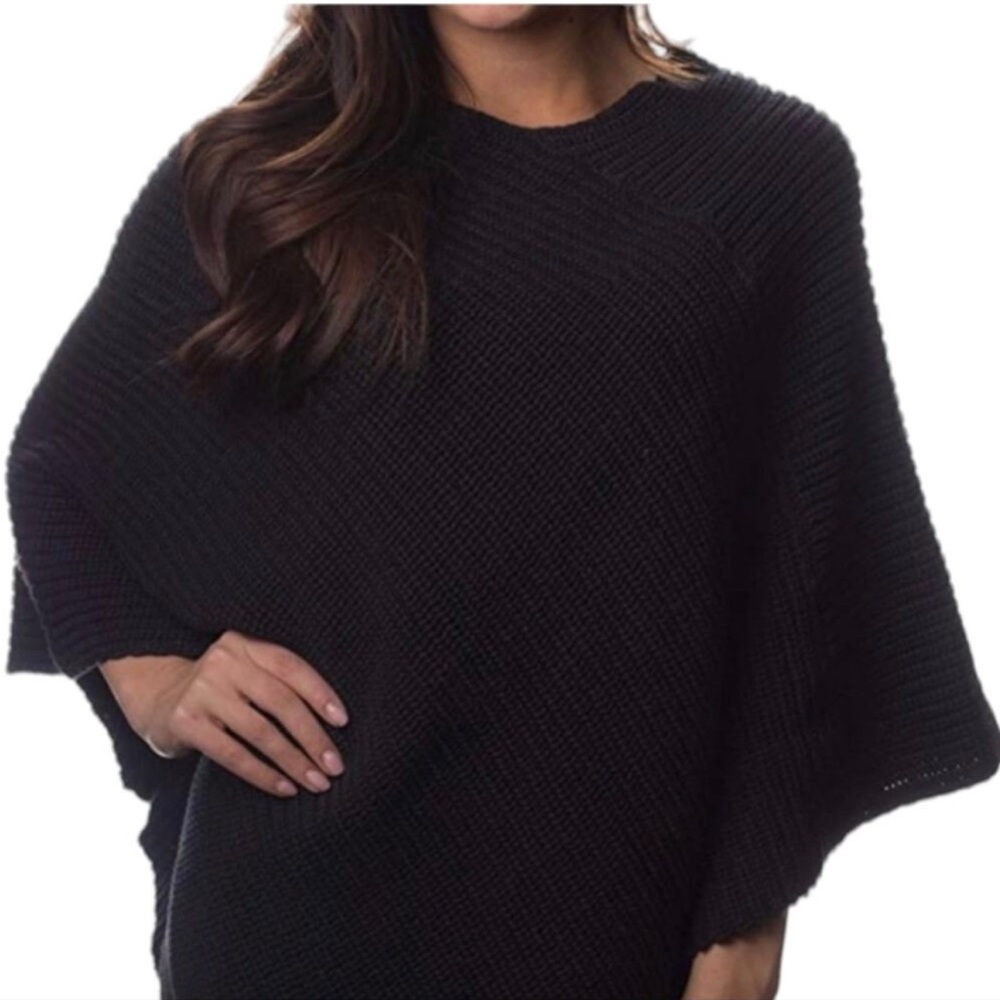 Love Your Melon Black Poncho
